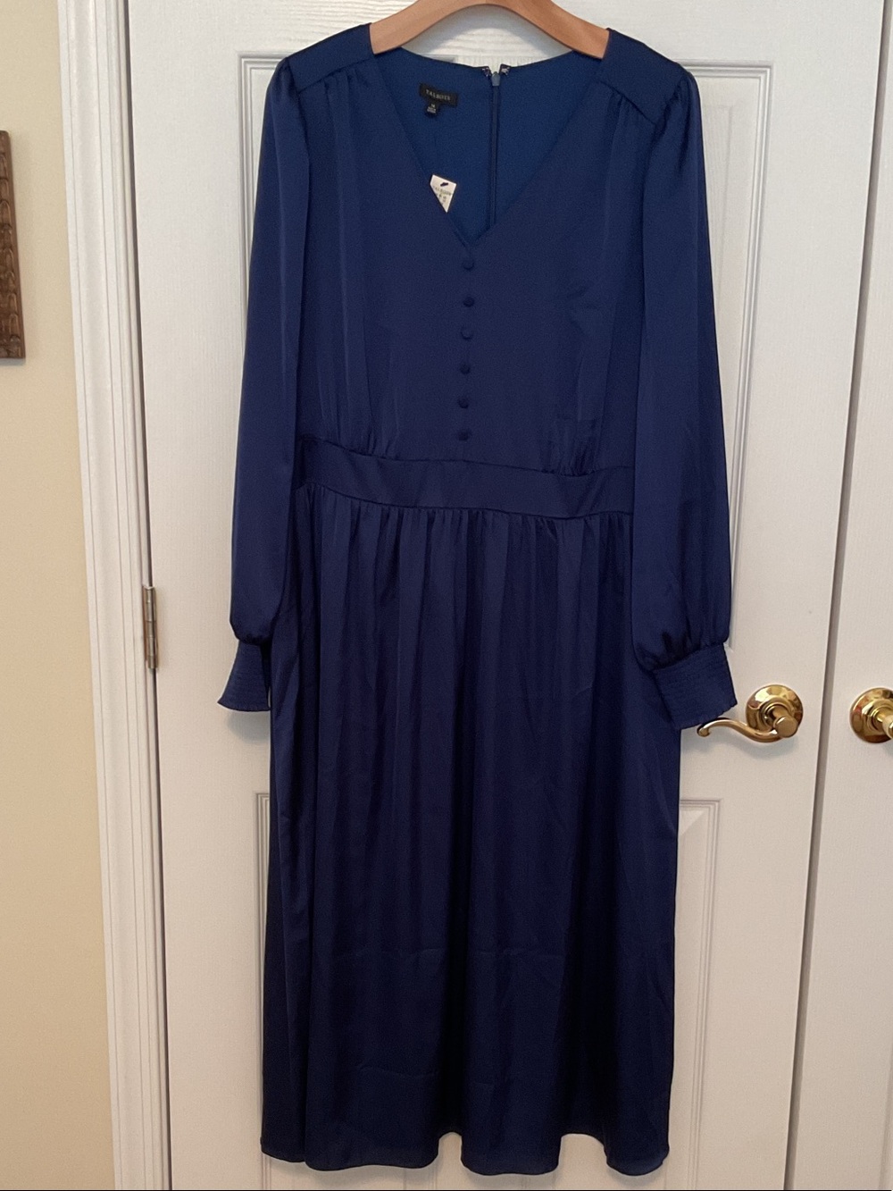 Talbots Deep Navy Long-Sleeve V-Neck Midi Dress